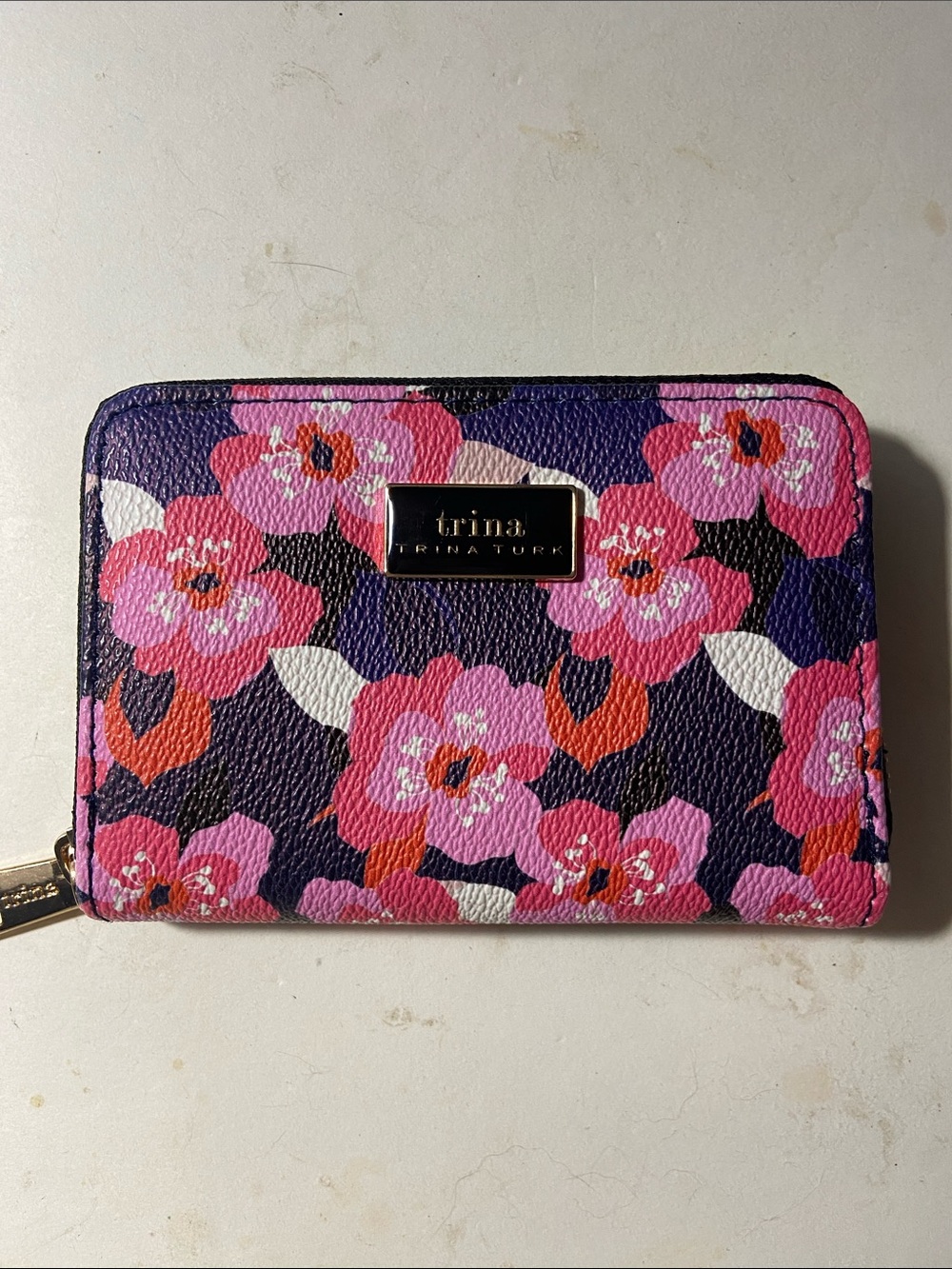 Trina Turk Pink & Purple Floral Zip-Around Wallet